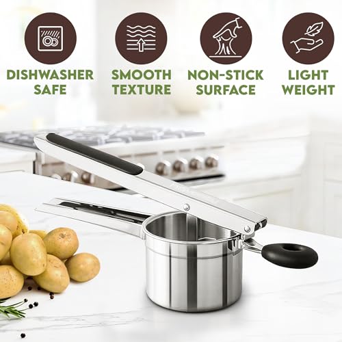 Large 15oz Potato Ricer With 3 Discs, Heavy Duty Stainless Steel Ricer for Mashed Potatoes - Mashed Potato Masher, Baby Food Masher, Durable Kitchen Tool, Potato Press, Easy to Use Kitchen Gadget