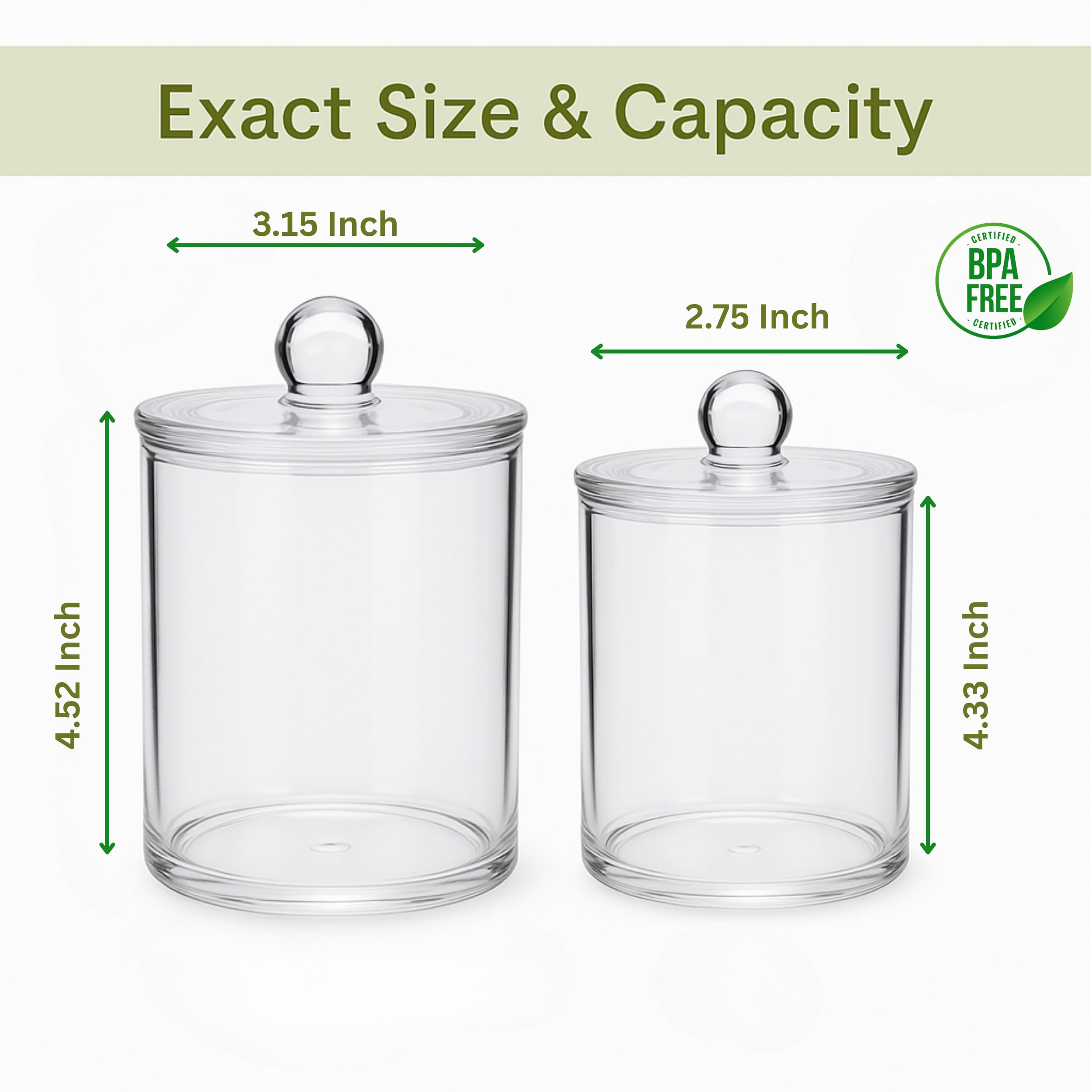 Havenity Acrylic Qtip Holder Bathroom Set, Bathroom Containers with Lids, Clear Plastic Apothecary Jars, Q Tip Holder Bathroom Set, Cotton Swab Holder, Cotton Ball Holder