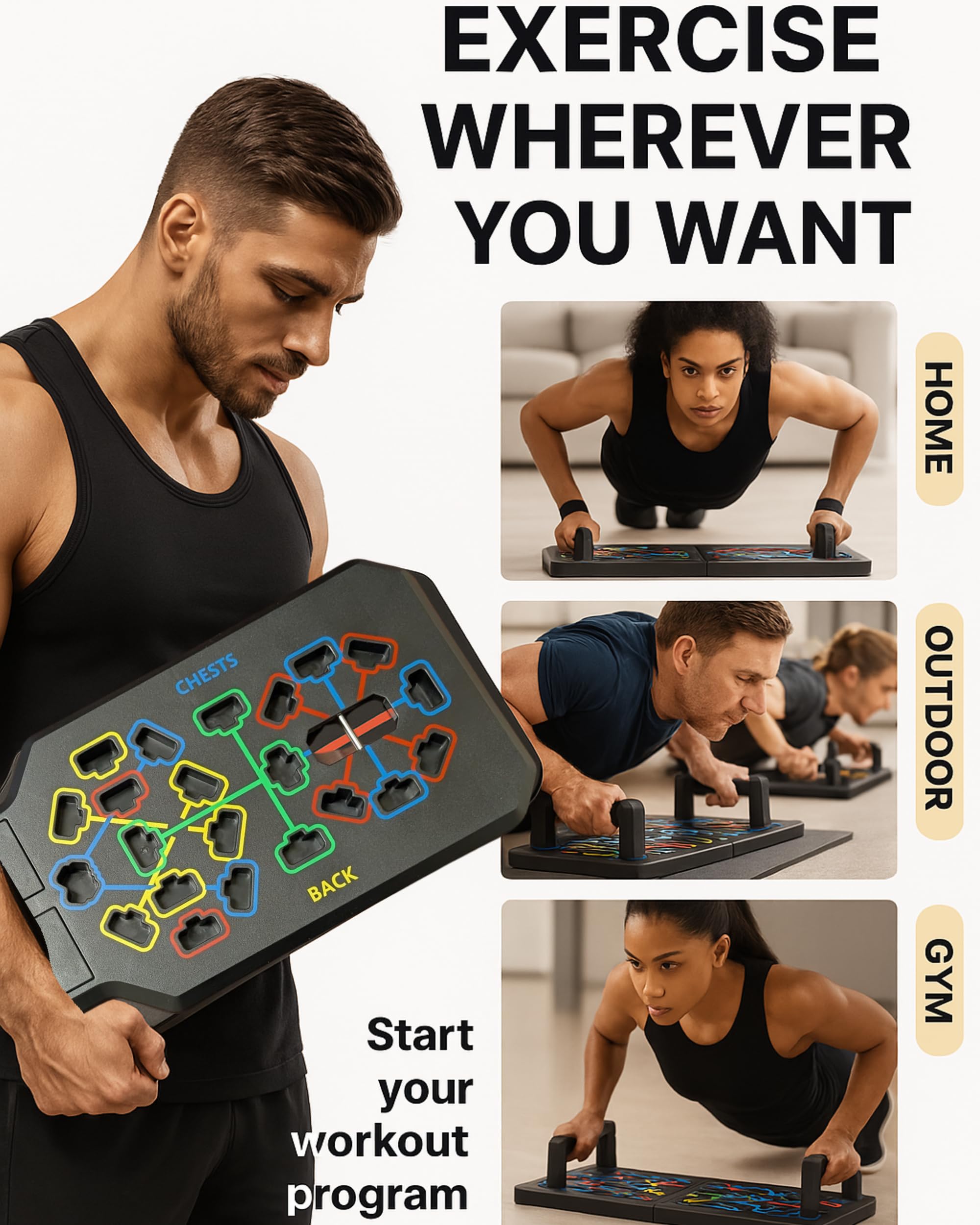 HAVENITY Push Up Board Fitness, Foldable 20 in 1 Push Up Bar at Home Gym, Multi-Functional Pushup Stands for Chest Muscle Exercise, Pushup Stands for Strength Training Portable Exercise Equipment for Men & Women