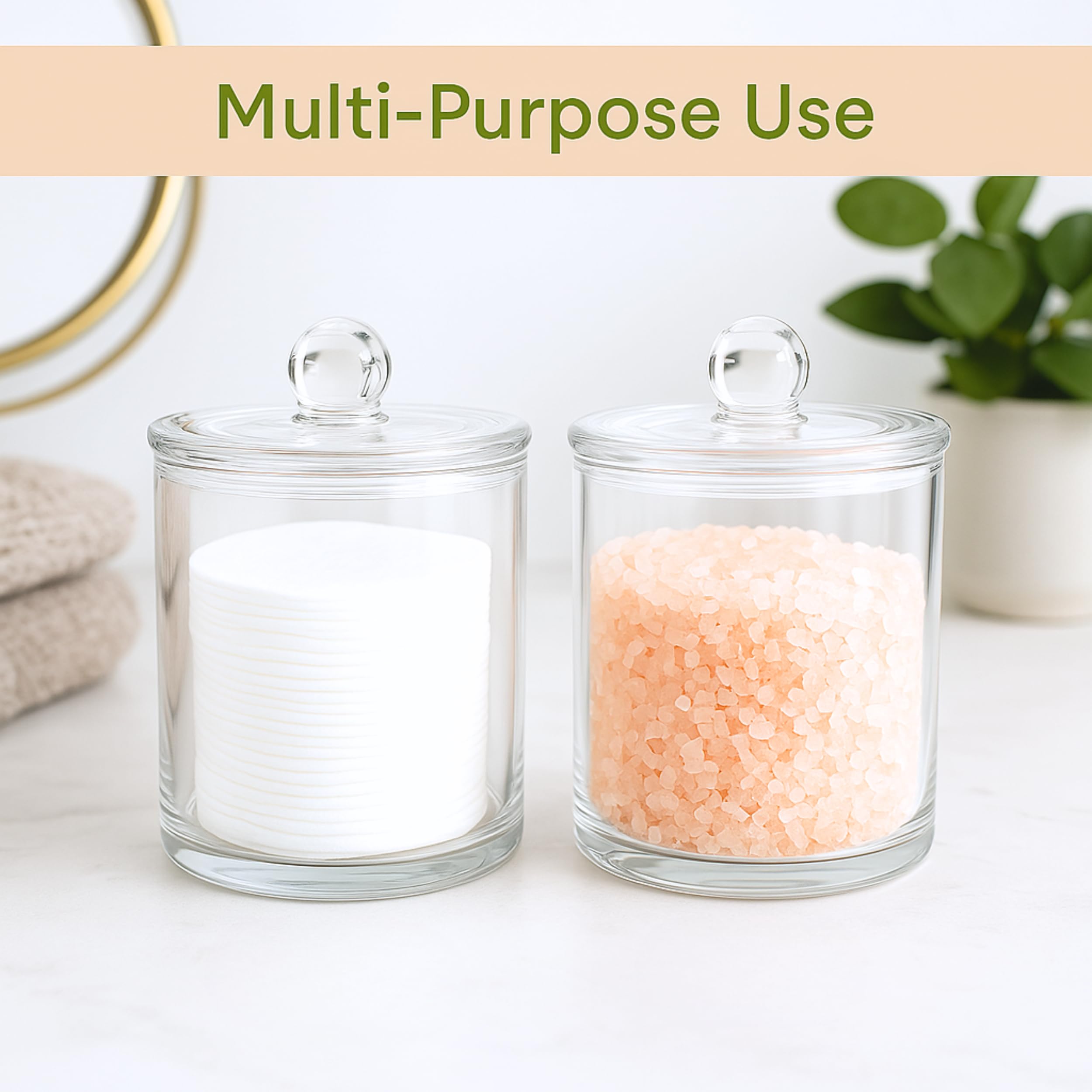 Havenity Acrylic Qtip Holder Bathroom Set, Bathroom Containers with Lids, Clear Plastic Apothecary Jars, Q Tip Holder Bathroom Set, Cotton Swab Holder, Cotton Ball Holder