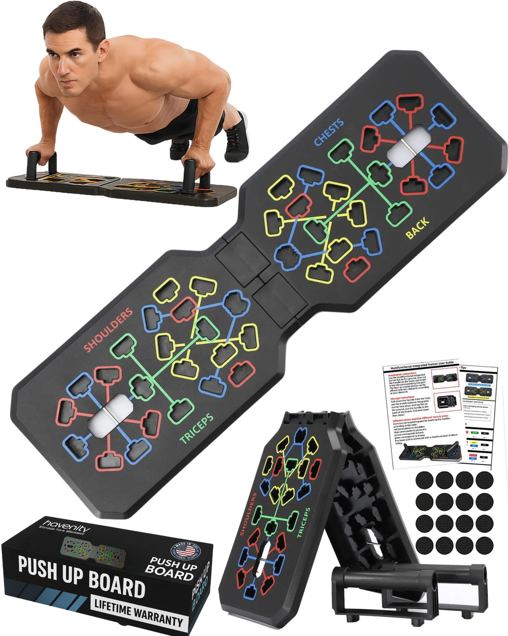 HAVENITY Push Up Board Fitness, Foldable 20 in 1 Push Up Bar at Home Gym, Multi-Functional Pushup Stands for Chest Muscle Exercise, Pushup Stands for Strength Training Portable Exercise Equipment for Men & Women