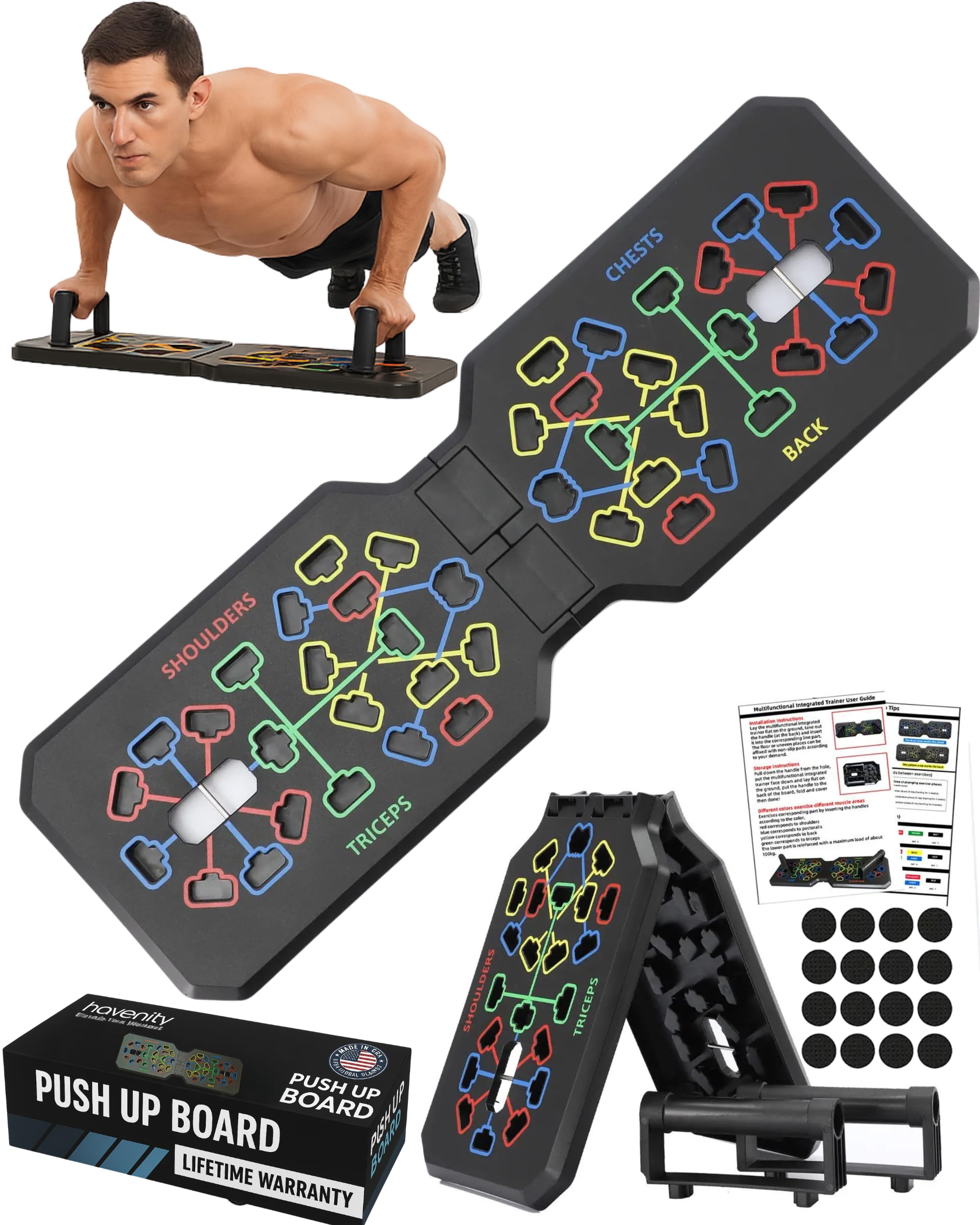 HAVENITY Push Up Board Fitness, Foldable 20 in 1 Push Up Bar at Home Gym, Multi-Functional Pushup Stands for Chest Muscle Exercise, Pushup Stands for Strength Training Portable Exercise Equipment for Men & Women
