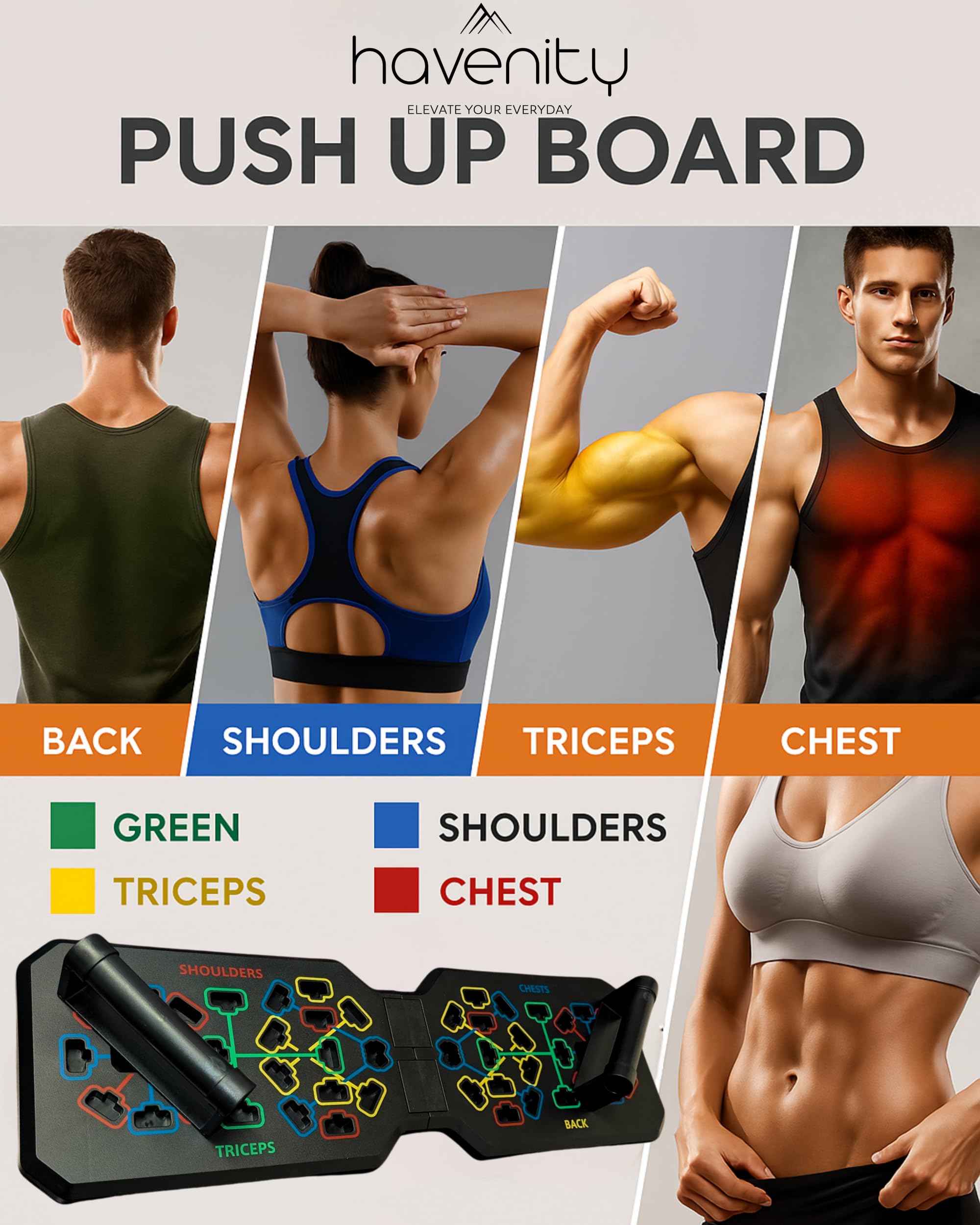 HAVENITY Push Up Board Fitness, Foldable 20 in 1 Push Up Bar at Home Gym, Multi-Functional Pushup Stands for Chest Muscle Exercise, Pushup Stands for Strength Training Portable Exercise Equipment for Men & Women