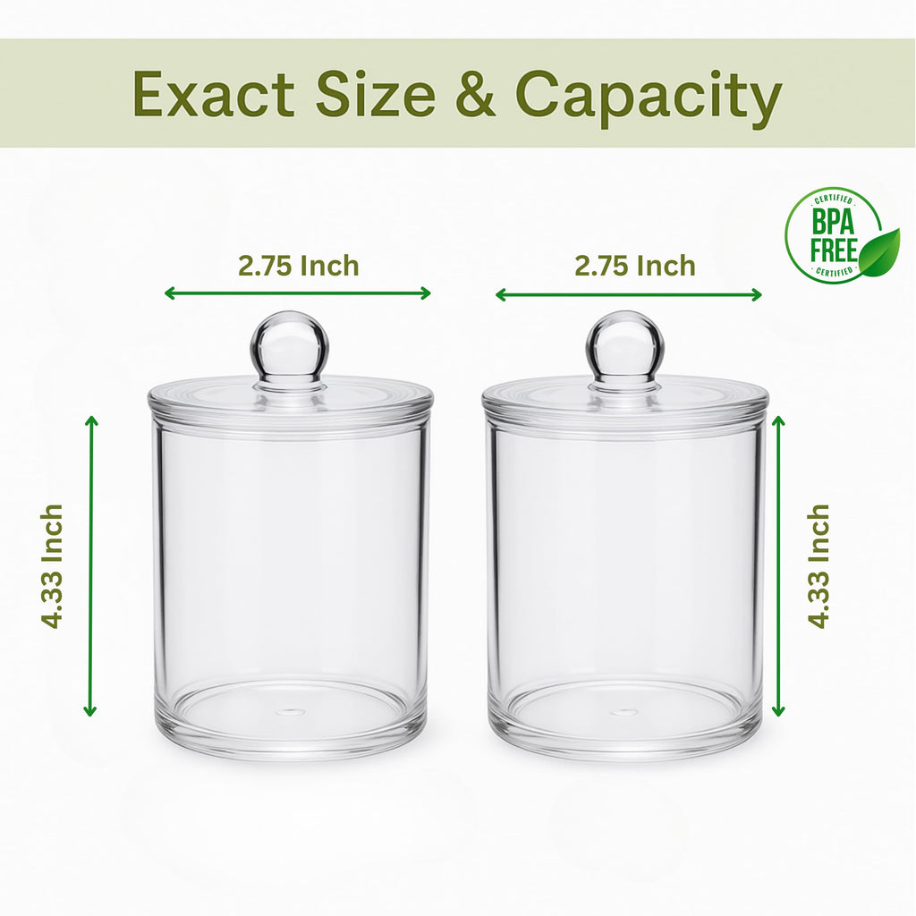 Havenity Acrylic Qtip Holder Bathroom Set, Bathroom Containers with Lids, Clear Plastic Apothecary Jars, Q Tip Holder Bathroom Set, Cotton Swab Holder, Cotton Ball Holder