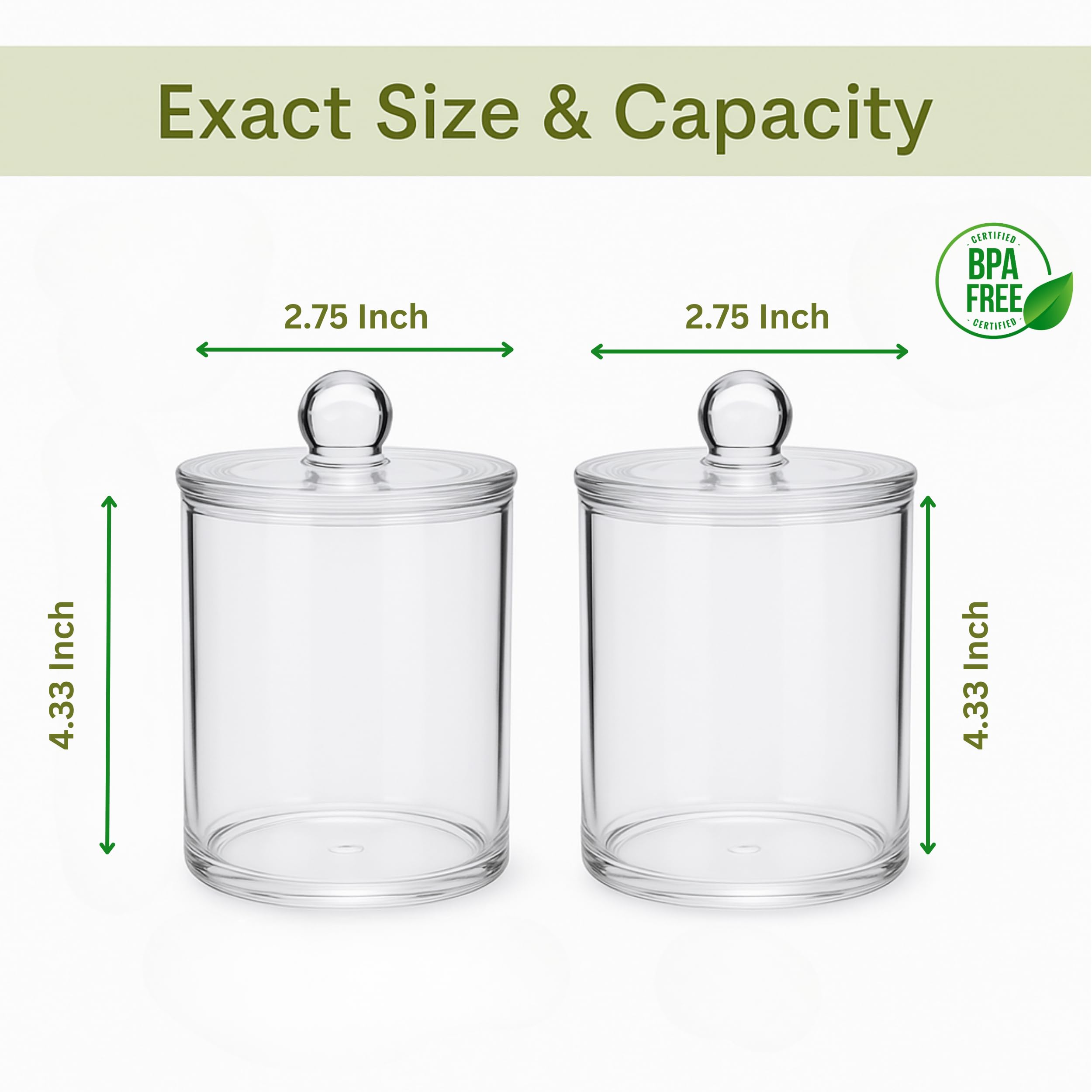 Havenity Acrylic Qtip Holder Bathroom Set, Bathroom Containers with Lids, Clear Plastic Apothecary Jars, Q Tip Holder Bathroom Set, Cotton Swab Holder, Cotton Ball Holder