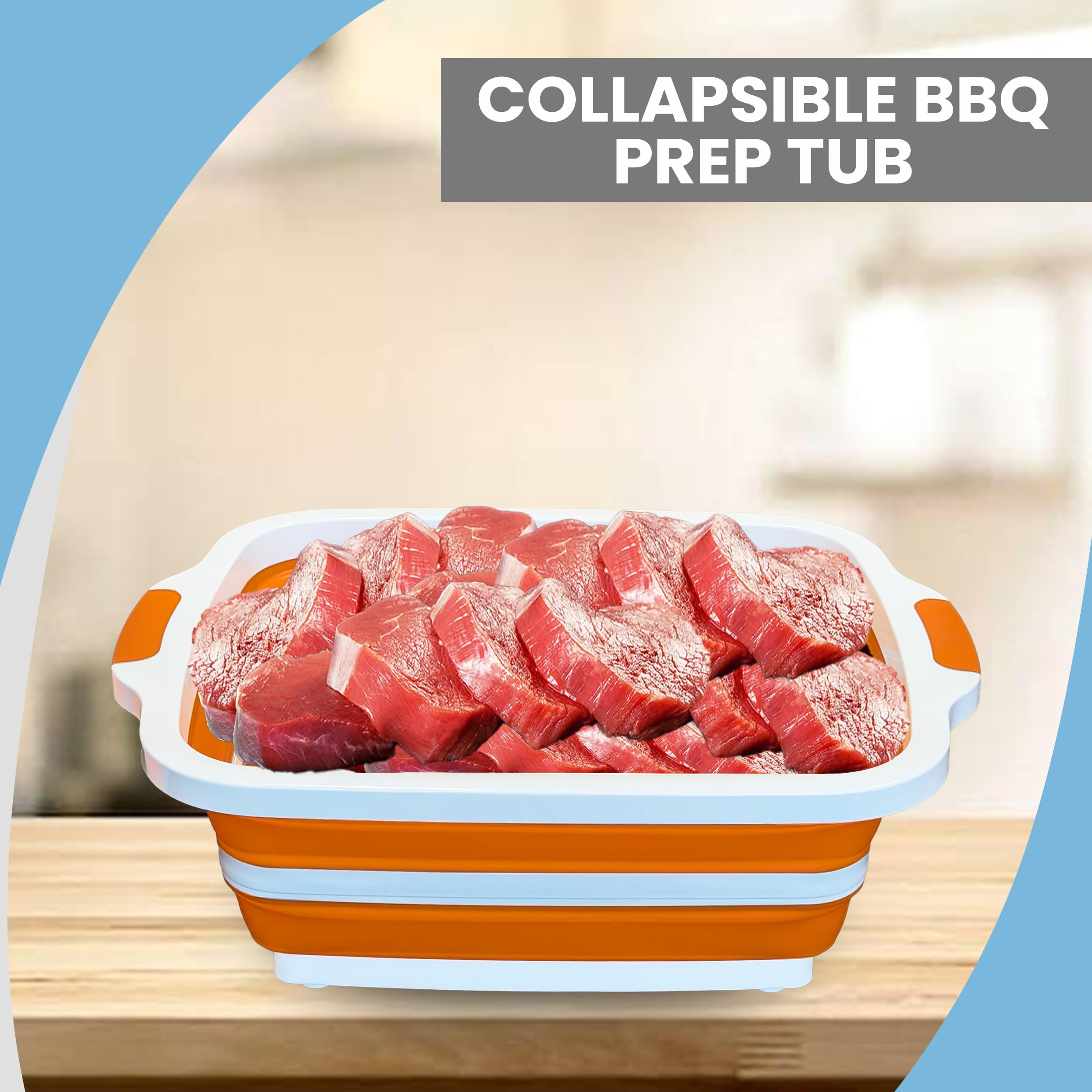 HAVENITY BBQ Prep Tub, 16L Multifunctional Camping Cutting Board with lid, Collapsible Dish Basin for Meal Prep Marinating Food, Collapsible Food Storage Containers